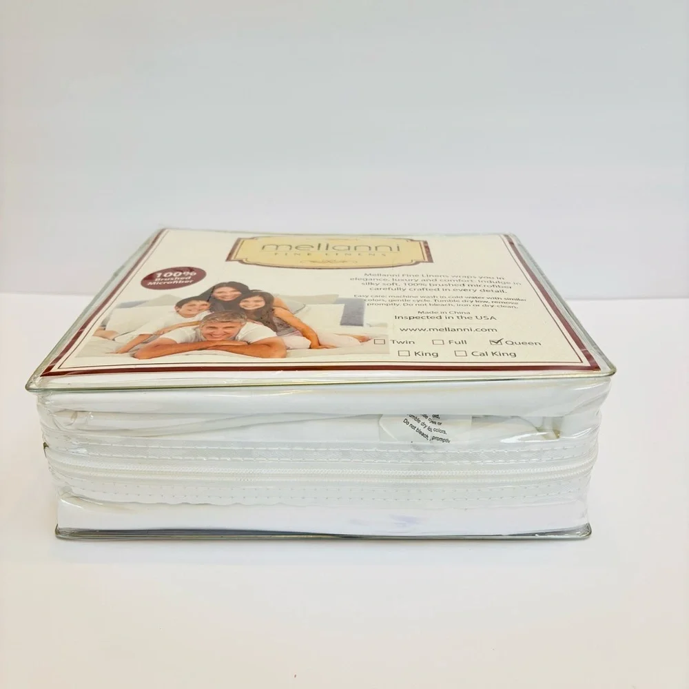 Mellanni Luxury Linens 1800 Brushed Microfiber 4 pc. Sheet Set Queen White NEW
